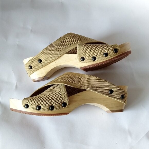 JAX & BARD Shoes Beige Libby Hill Slip On Wooden Clog Sandals 6.5 7 W Sz 37 NEW - Picture 2 of 5